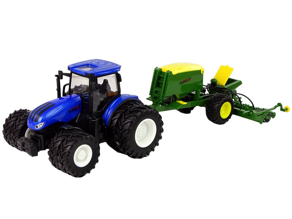 Daljinsko voden traktor LEAN TOYS z balirko, modri, RC 1:24 2