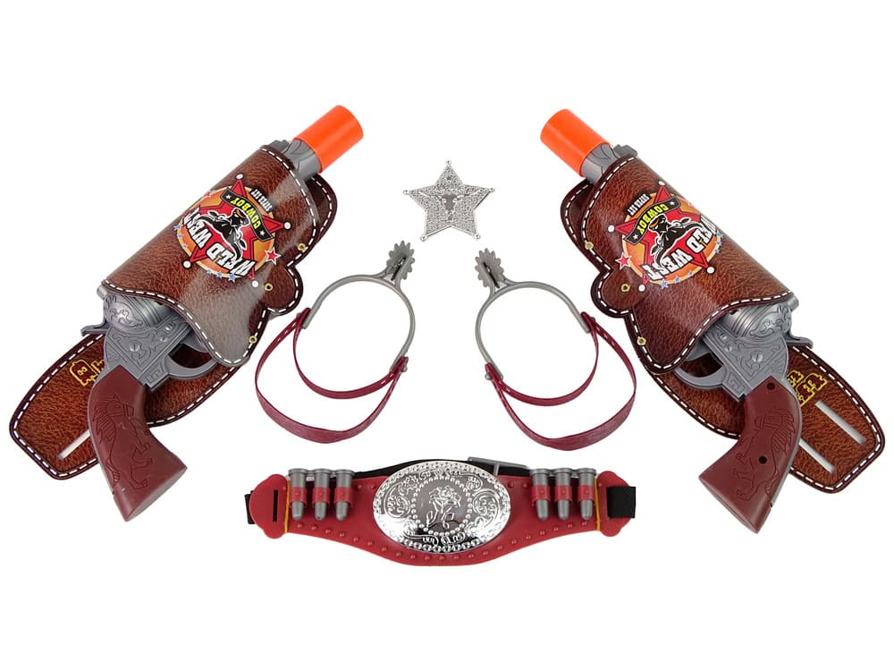 Kovbojski set LEAN TOYS: 2 pištoli, pas, ostroge 2