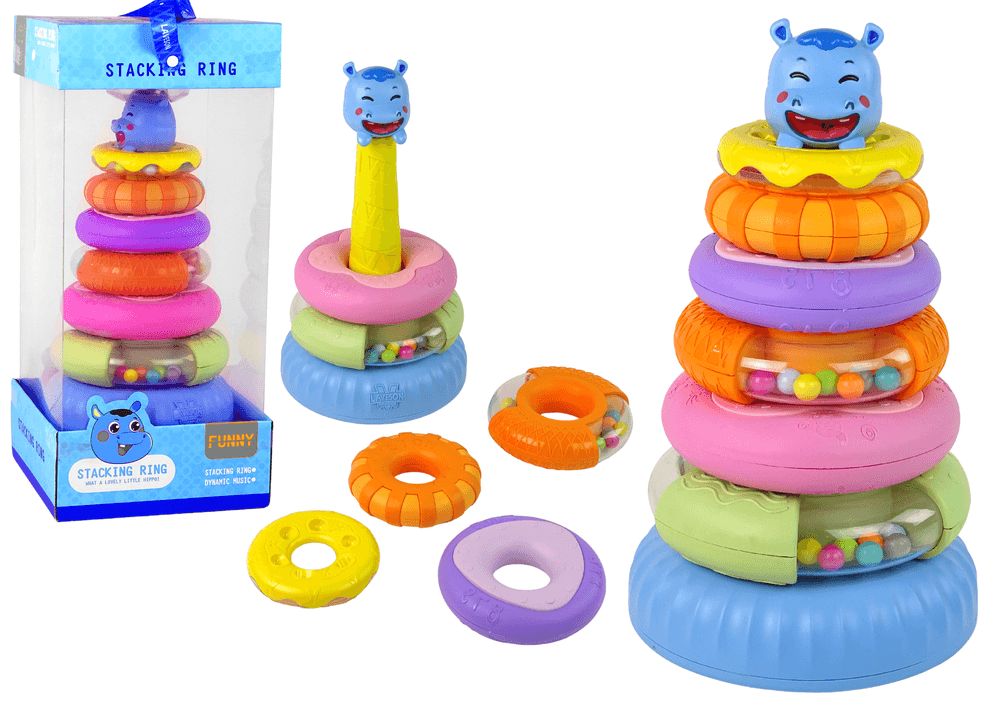 Edukativna piramidka z barvnimi obroči LEAN TOYS