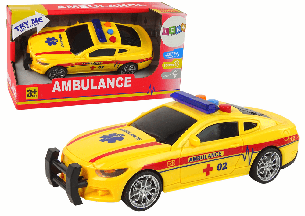 Športni reševalni avto LEAN TOYS, rumen, luči in zvoki