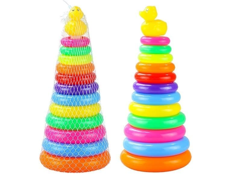 LEAN TOYS Piramidasta sestavljanka s kolesi, 40 cm 3