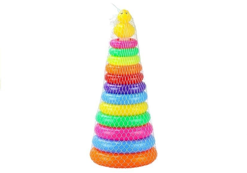 LEAN TOYS Piramidasta sestavljanka s kolesi, 40 cm 4