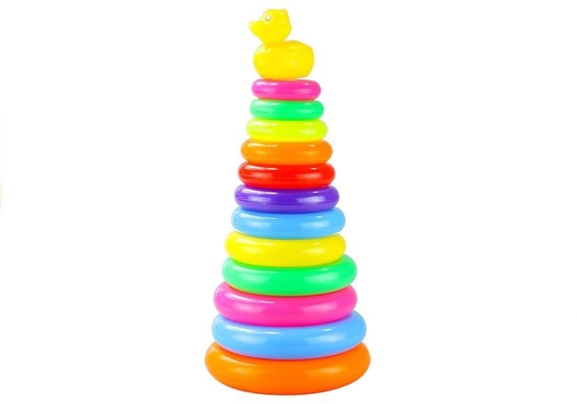 LEAN TOYS Piramidasta sestavljanka s kolesi, 40 cm 5