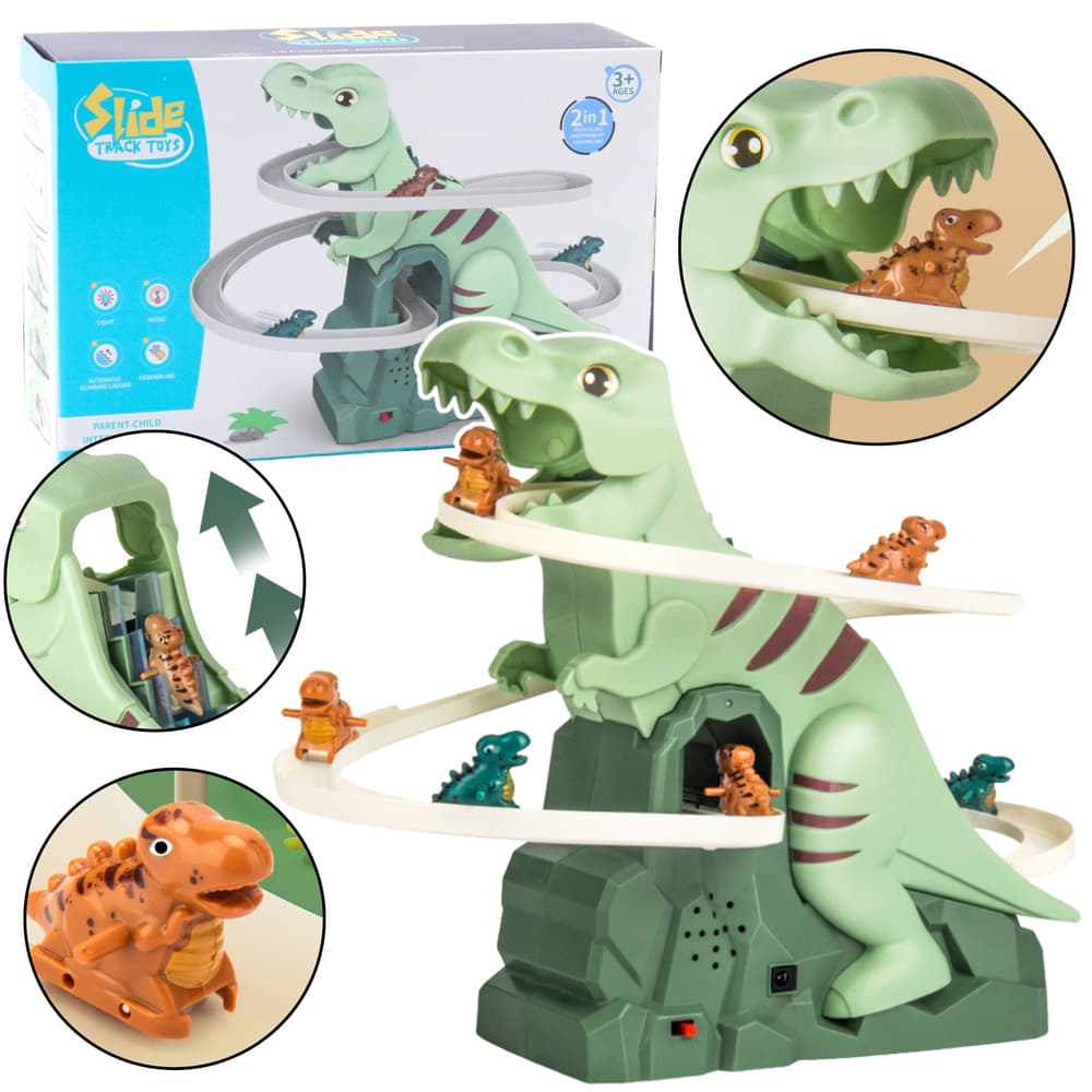 LEAN TOYS Dinozavrska vlaka s toboganom, lučka in zvoki