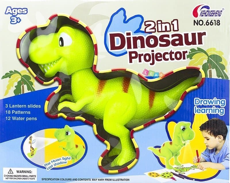 LEAN TOYS Projektor Dinozaver T-Rex za risanje, 18 slik, flomastri, 2v1 4