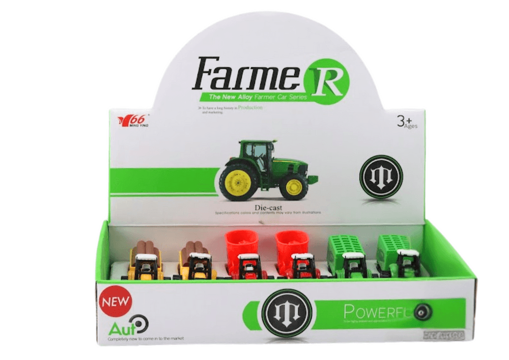 LEAN TOYS Traktor s prikolico, bagerjem in plugom, večbarvni 3