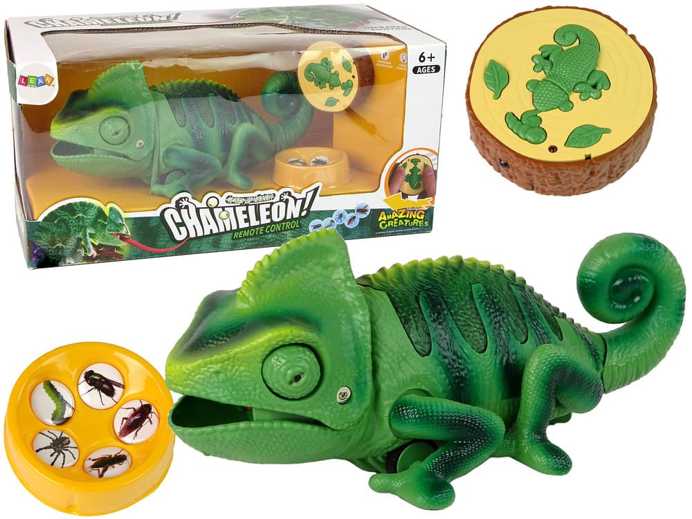 LEAN TOYS Daljinsko vodljiv kameleon, zelen, 28 cm
