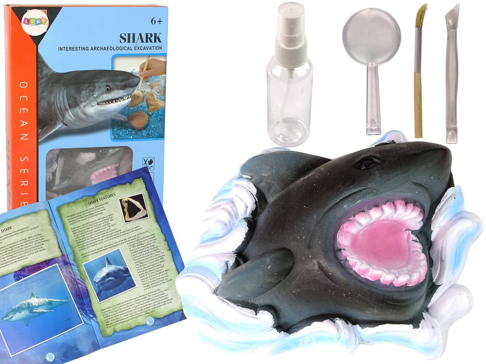 LEAN TOYS Komplet za izkopavanje "Morski svet: Žralok" z amoniti