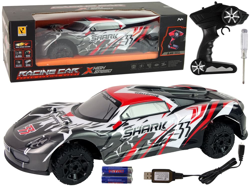 LEAN TOYS Športni avtomobil RC, 1:8, sivo-bel