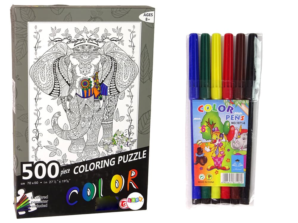 LEAN TOYS Puzzle za barvanje 500 kosov "Slon"