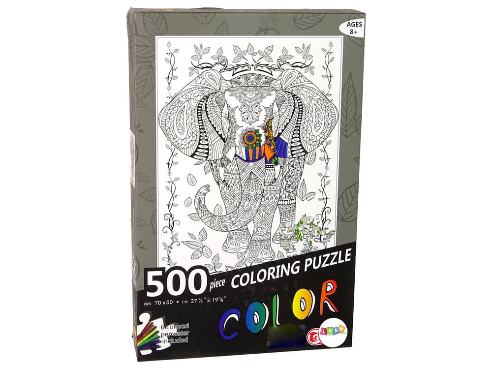 LEAN TOYS Puzzle za barvanje 500 kosov "Slon" 3