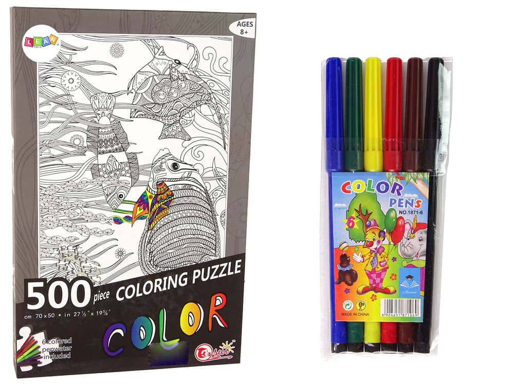 LEAN TOYS Puzzle za barvanje 500 kosov "Ribe v oceanu"