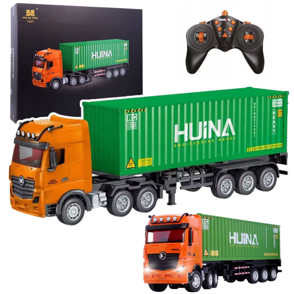 Daljinsko voden tovornjak HUINA (1:18) s kontejnerjem, luči in zvoki