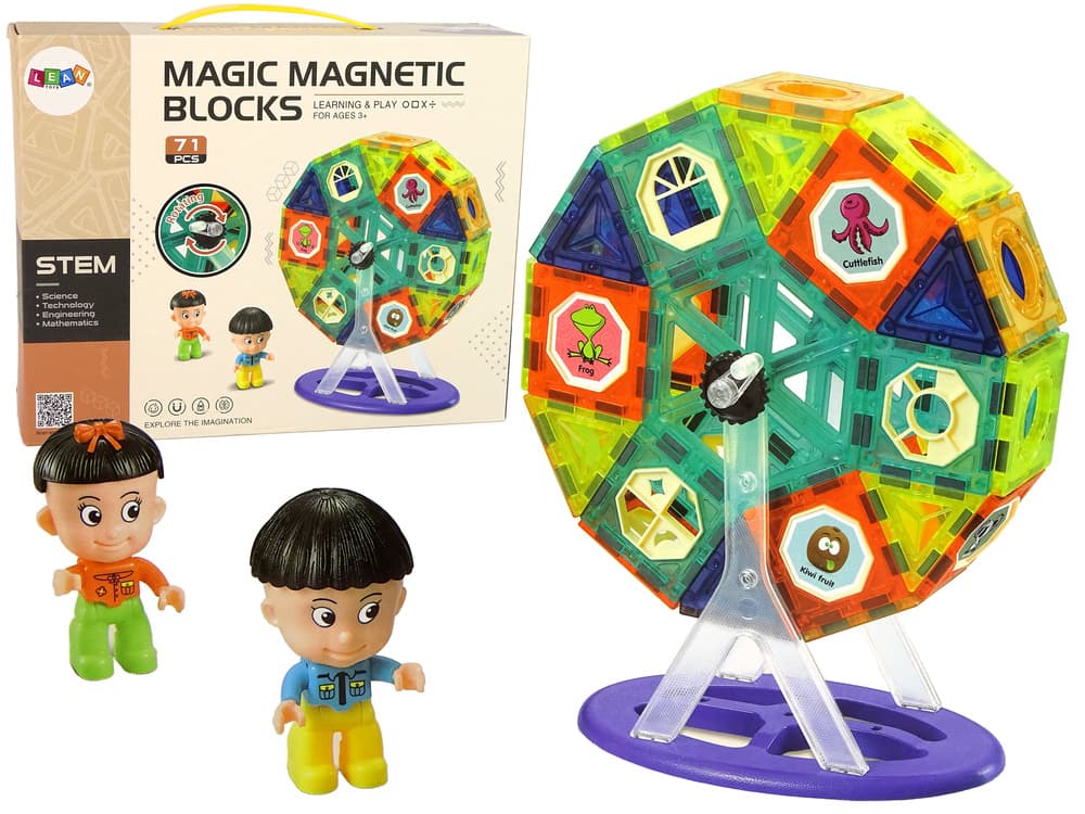Magnetne kocke za gradnjo 3D, diablov mlin, karusel, 71 delov