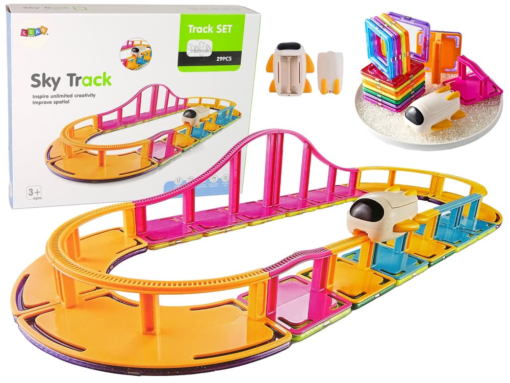 Magnetyčne Klocki Konstrukcyjne LEAN TOYS Podniebny Tor 29 El.