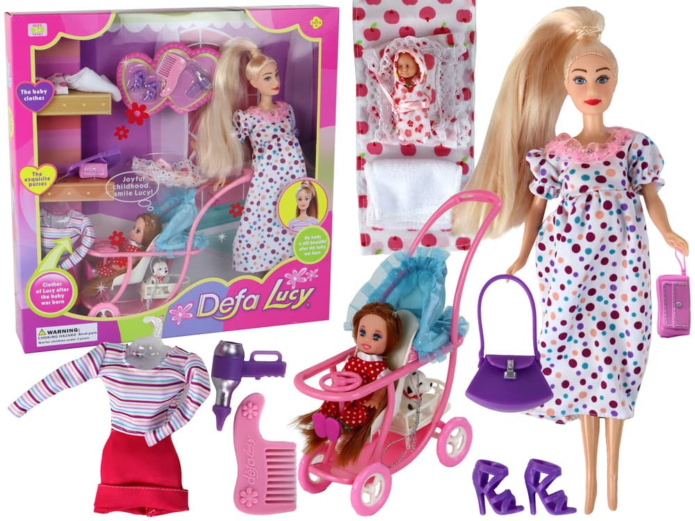 Lutka Lucy noseča z dodatki, LEAN TOYS