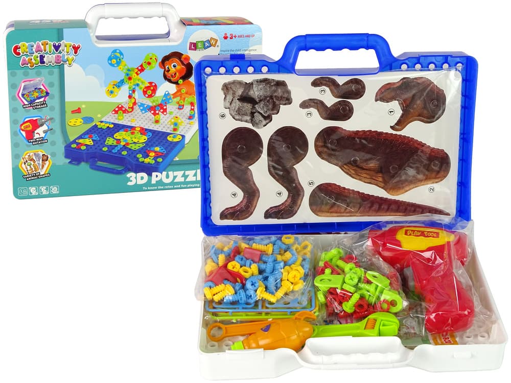 3D Konstrukcijski Kocki LEAN TOYS Dinozavri z Orodjem