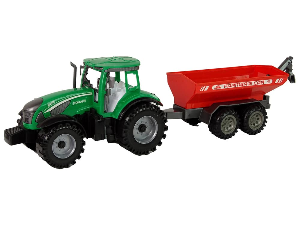 LEAN TOYS Traktor s prikolico, zeleni/rdeč, frikcijski pogon 2