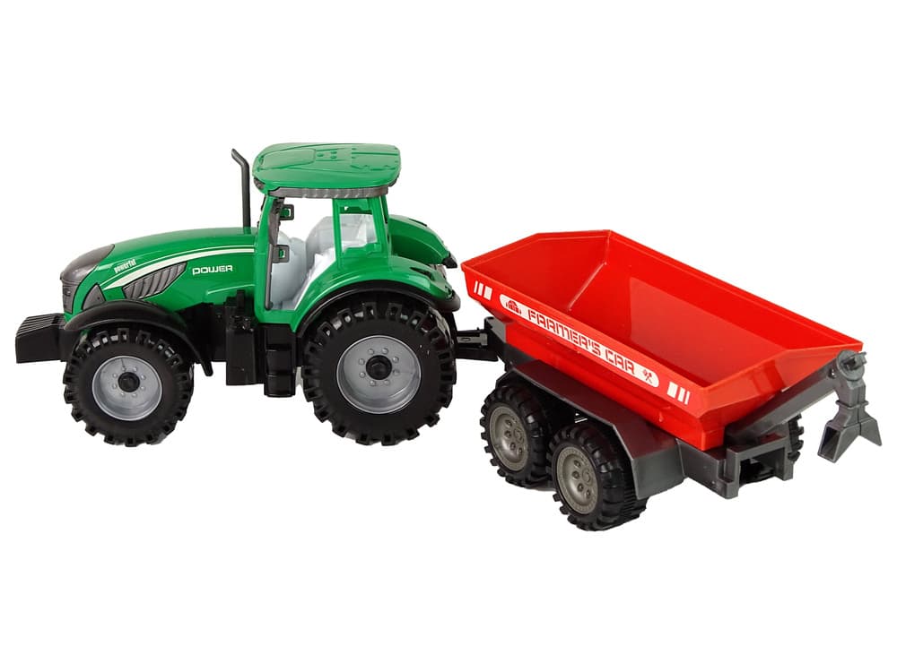 LEAN TOYS Traktor s prikolico, zeleni/rdeč, frikcijski pogon 8