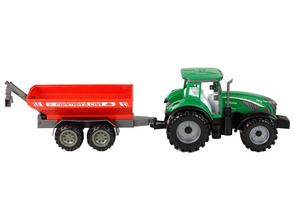 LEAN TOYS Traktor s prikolico, zeleni/rdeč, frikcijski pogon 5