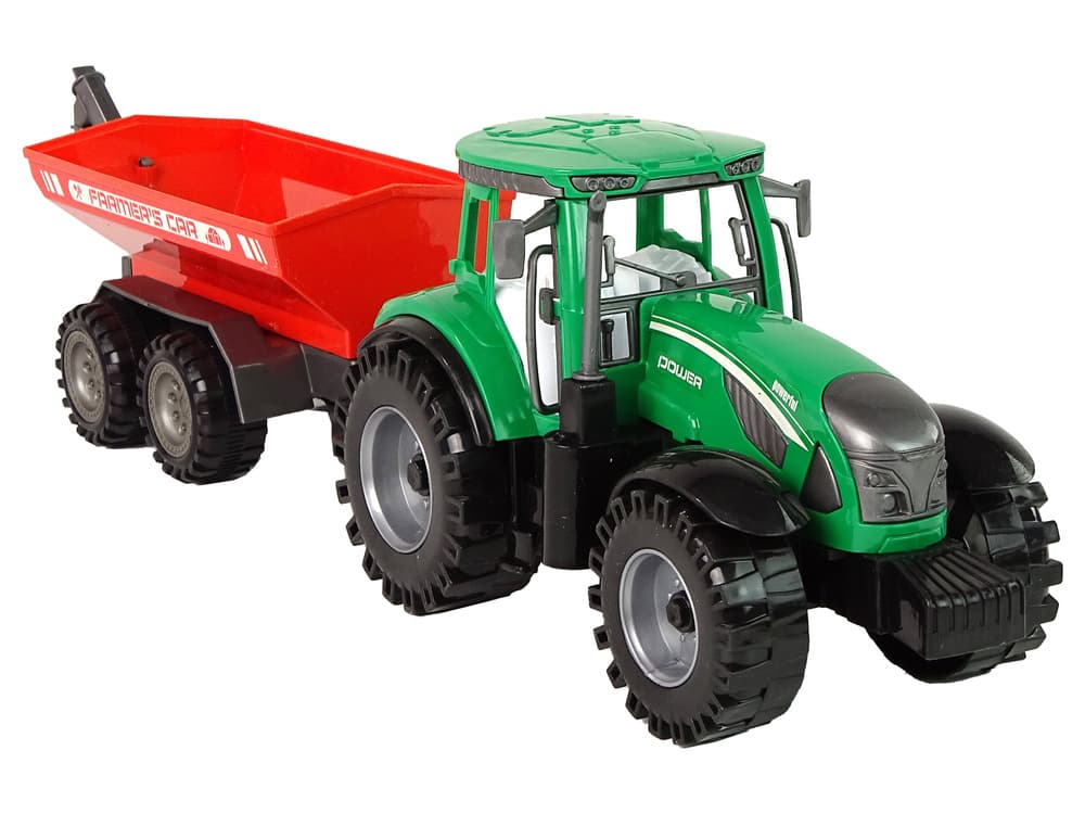 LEAN TOYS Traktor s prikolico, zeleni/rdeč, frikcijski pogon 6