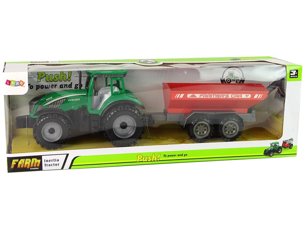 LEAN TOYS Traktor s prikolico, zeleni/rdeč, frikcijski pogon 7