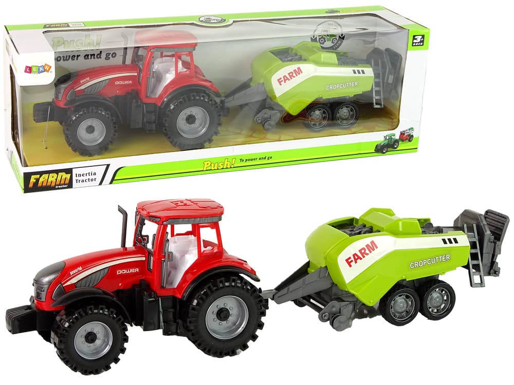 LEAN TOYS Traktor z sivalnikom, rdeč/zelen, frikcijski pogon