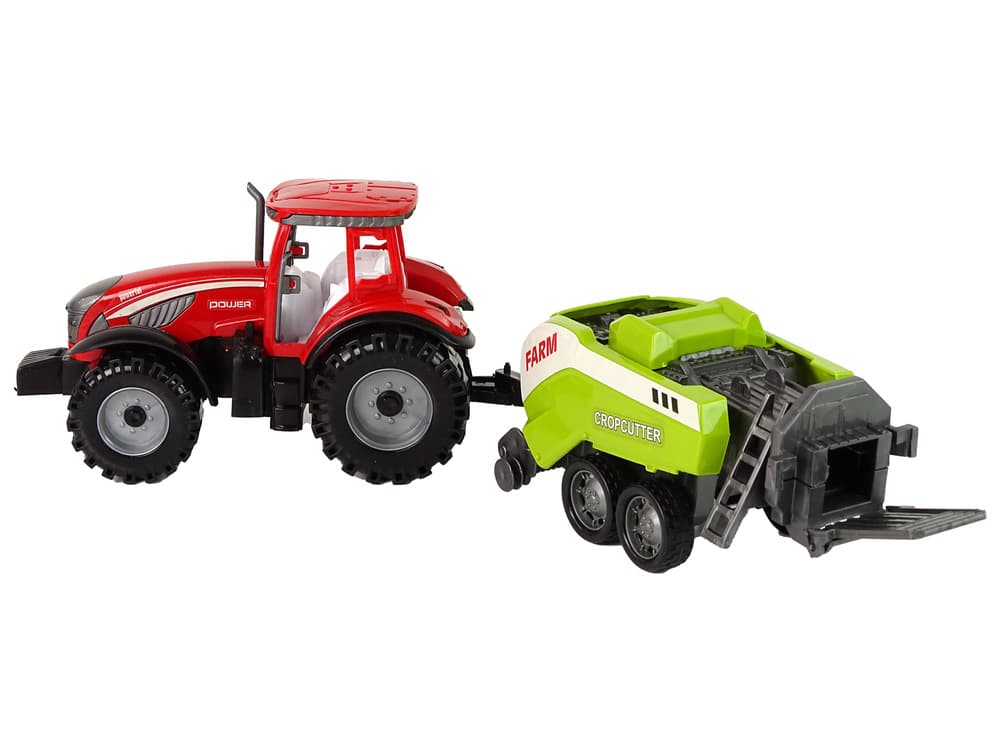 LEAN TOYS Traktor z sivalnikom, rdeč/zelen, frikcijski pogon 3