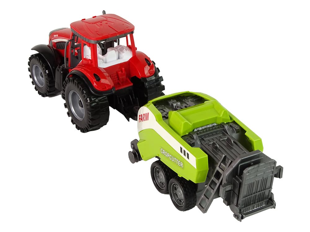 LEAN TOYS Traktor z sivalnikom, rdeč/zelen, frikcijski pogon 4