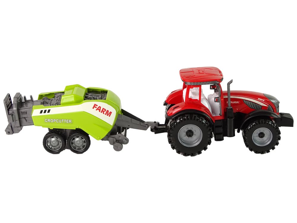 LEAN TOYS Traktor z sivalnikom, rdeč/zelen, frikcijski pogon 5