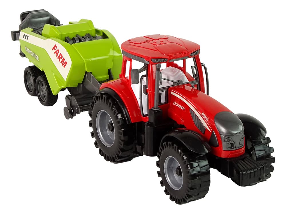 LEAN TOYS Traktor z sivalnikom, rdeč/zelen, frikcijski pogon 6