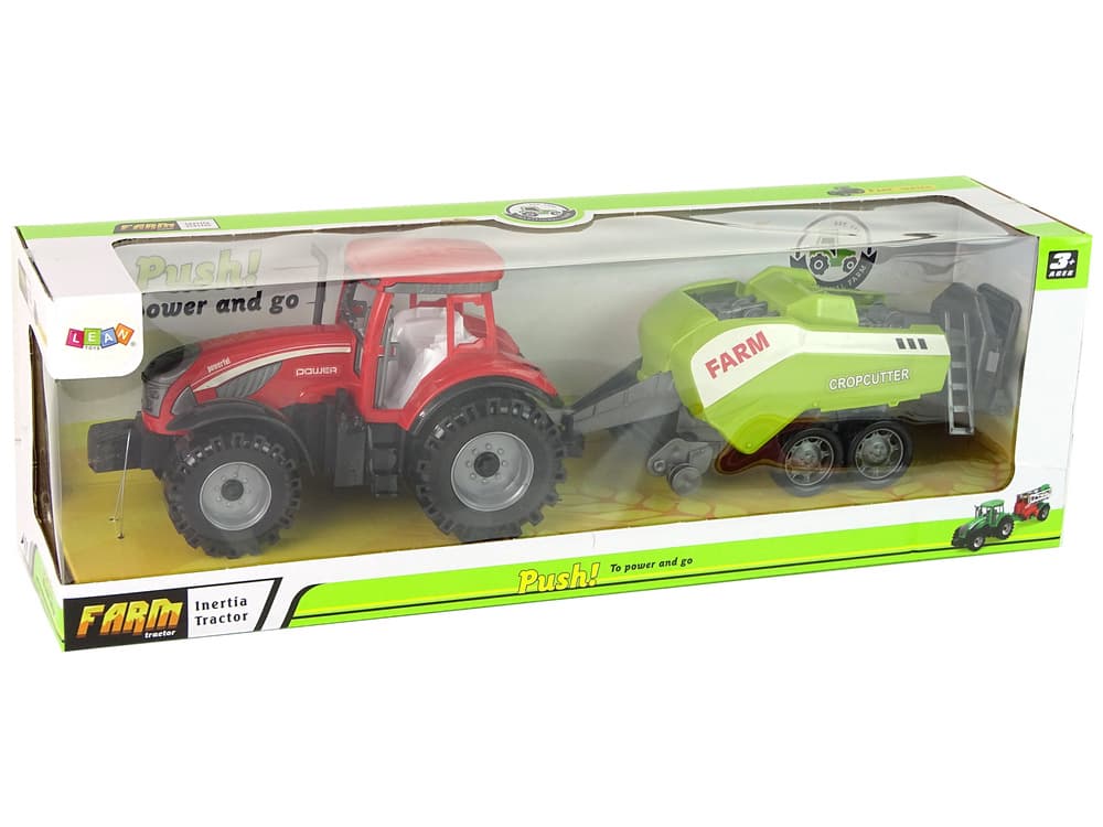 LEAN TOYS Traktor z sivalnikom, rdeč/zelen, frikcijski pogon 7