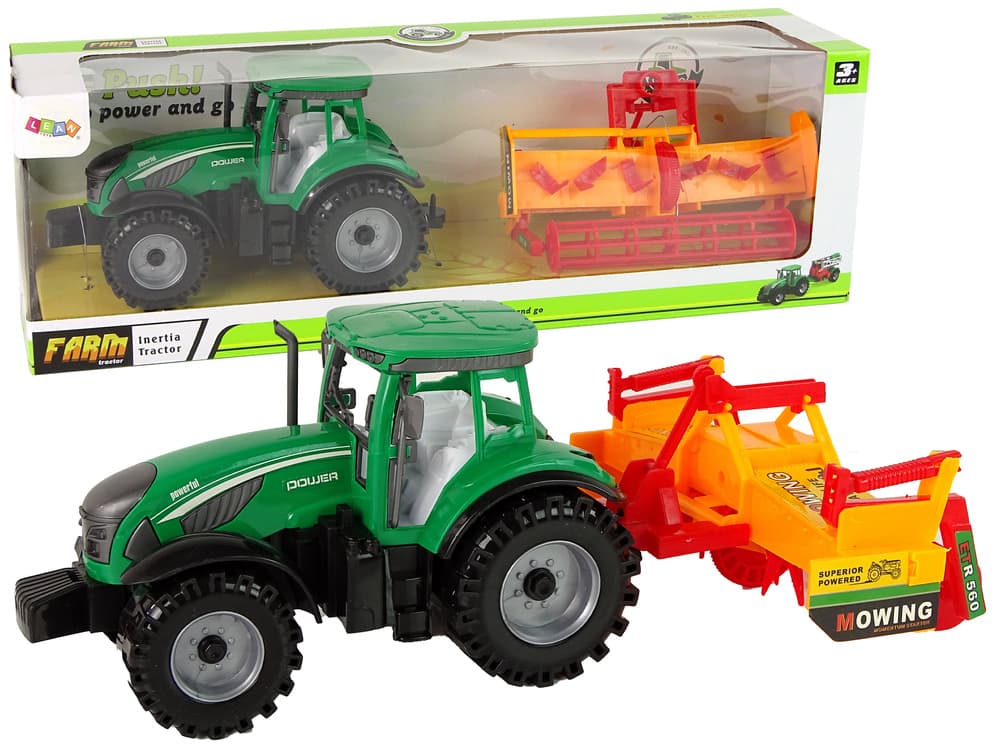 LEAN TOYS Traktor s kultivatorjem, zelen/oranžna, frikcijski pogon