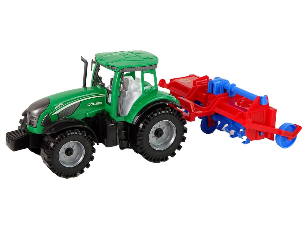LEAN TOYS Traktor s plugom, rdeč, frikcijski pogon, odstranljiv streha 2