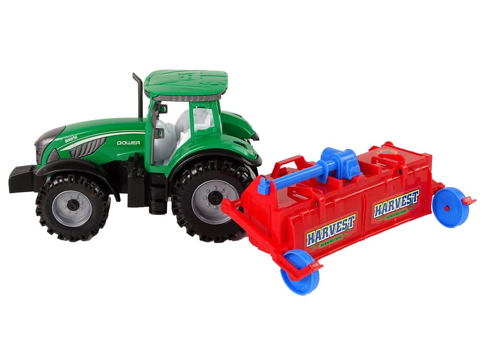 LEAN TOYS Traktor s plugom, rdeč, frikcijski pogon, odstranljiv streha 3