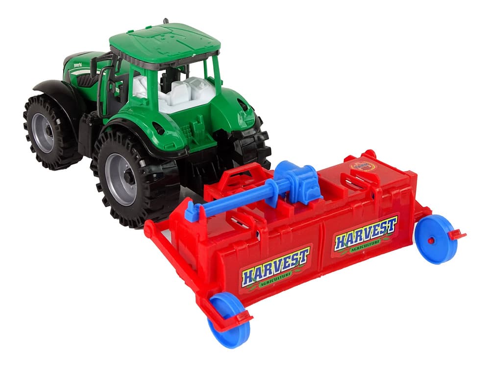 LEAN TOYS Traktor s plugom, rdeč, frikcijski pogon, odstranljiv streha 4
