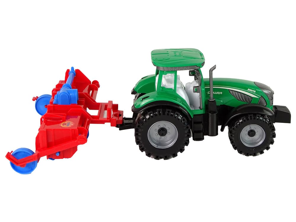LEAN TOYS Traktor s plugom, rdeč, frikcijski pogon, odstranljiv streha 5
