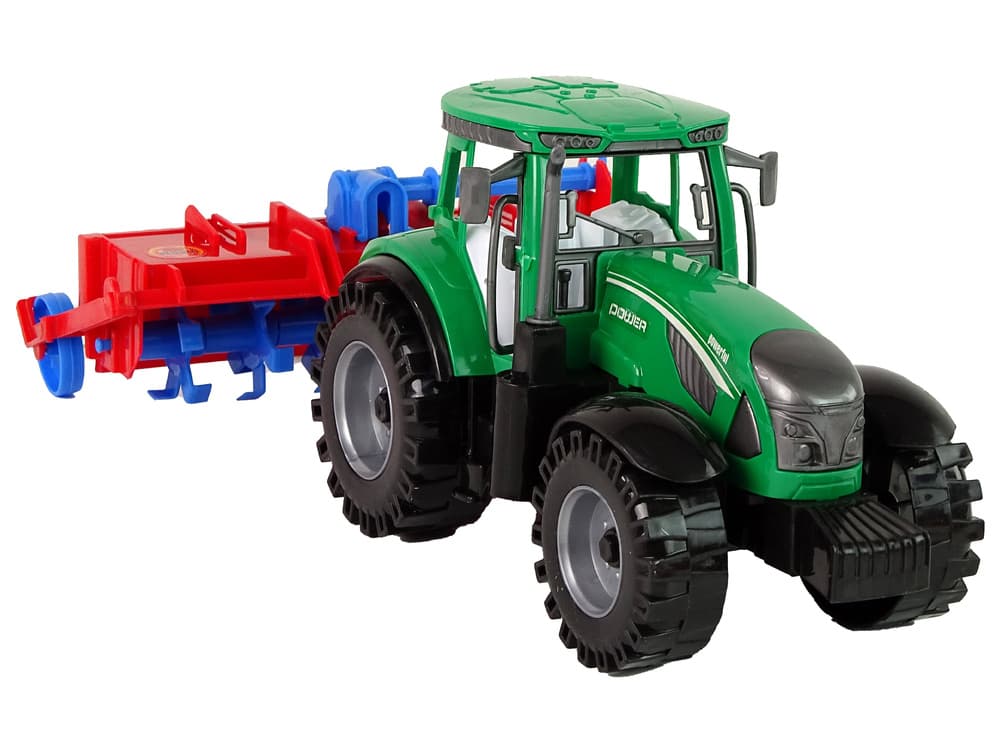LEAN TOYS Traktor s plugom, rdeč, frikcijski pogon, odstranljiv streha 6