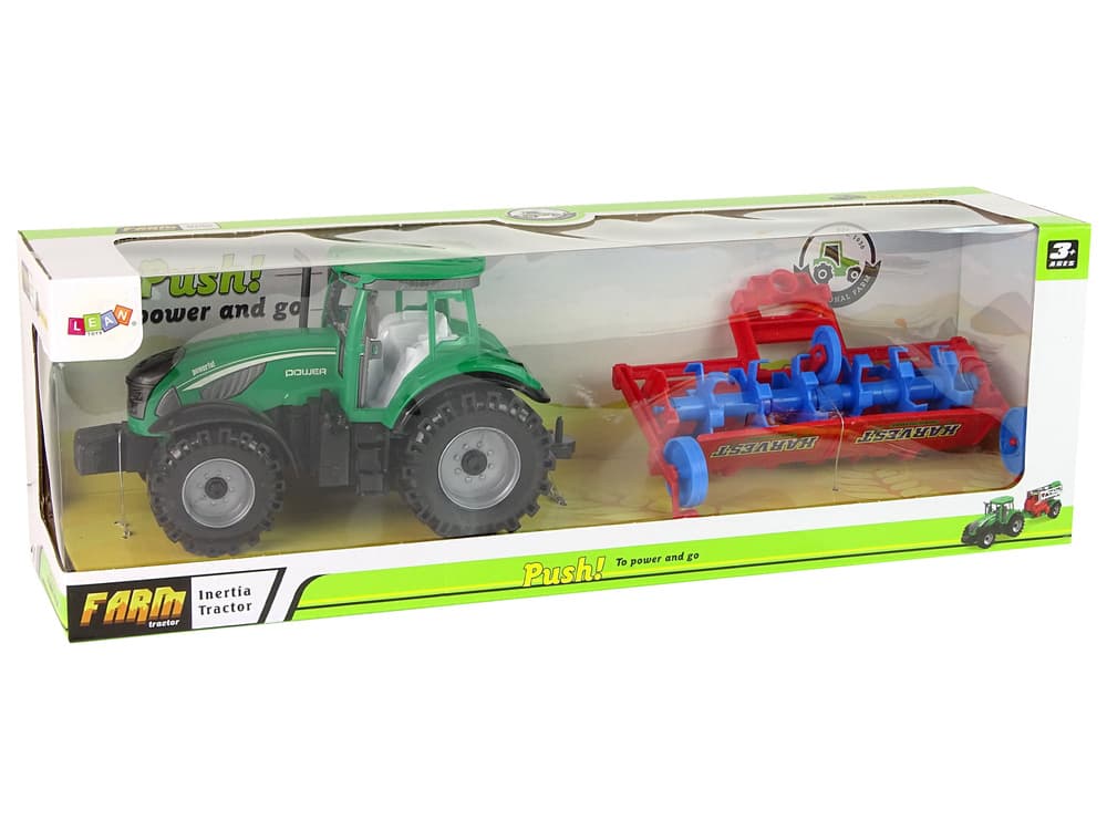 LEAN TOYS Traktor s plugom, rdeč, frikcijski pogon, odstranljiv streha 7