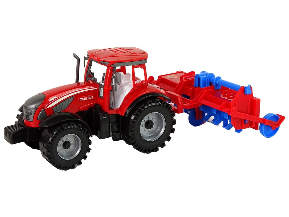 LEAN TOYS Traktor s plugom, rdeč, frikcijski pogon 2
