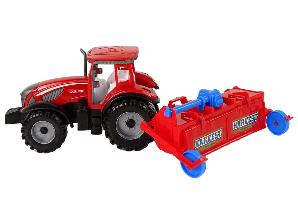 LEAN TOYS Traktor s plugom, rdeč, frikcijski pogon 3