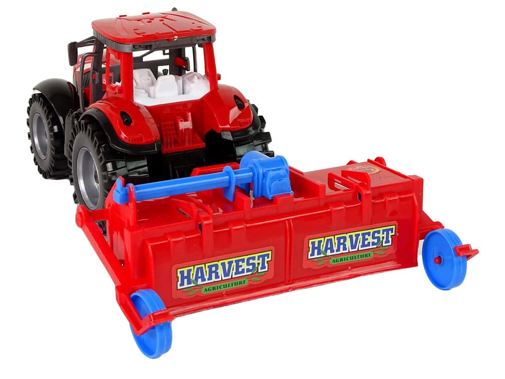 LEAN TOYS Traktor s plugom, rdeč, frikcijski pogon 4