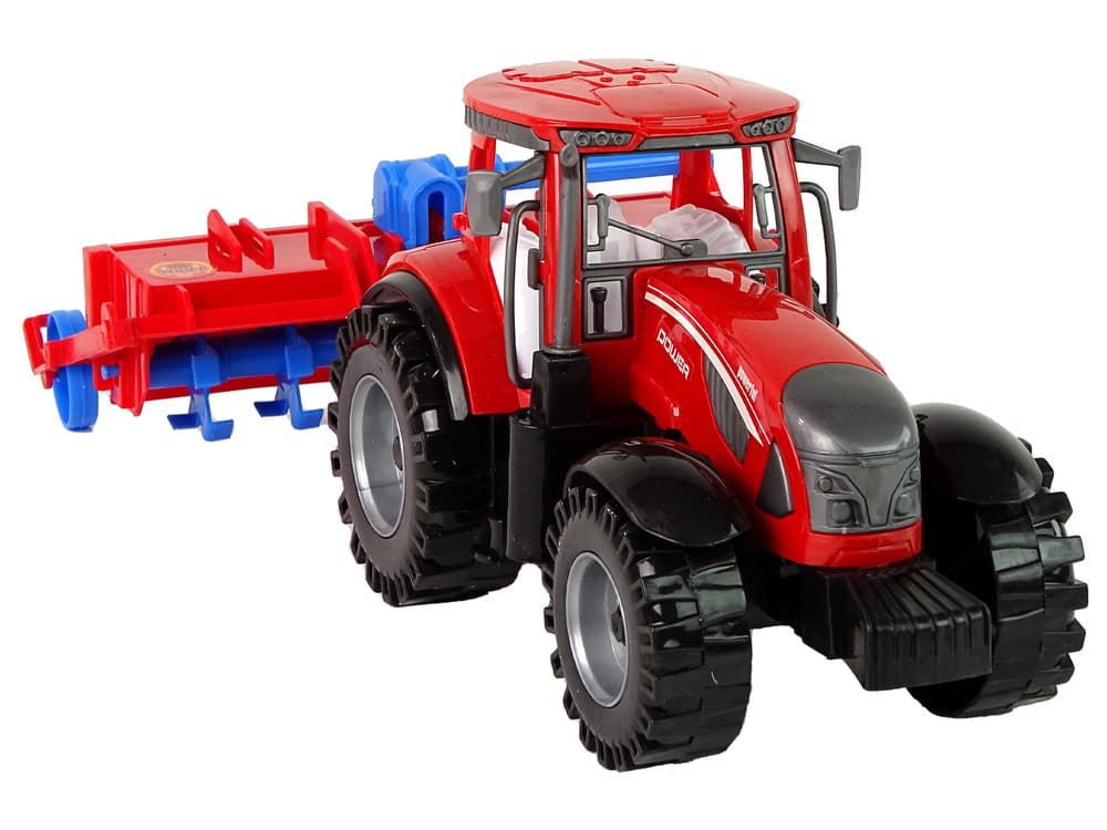 LEAN TOYS Traktor s plugom, rdeč, frikcijski pogon 7
