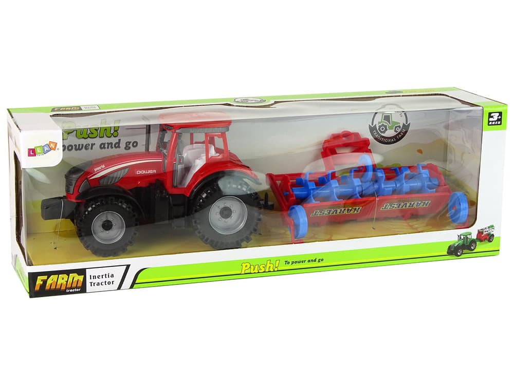 LEAN TOYS Traktor s plugom, rdeč, frikcijski pogon 8