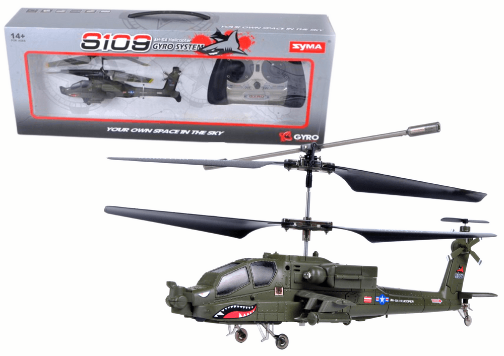LEAN TOYS Helikopter S109G SYMA RC, zelen, vojaški