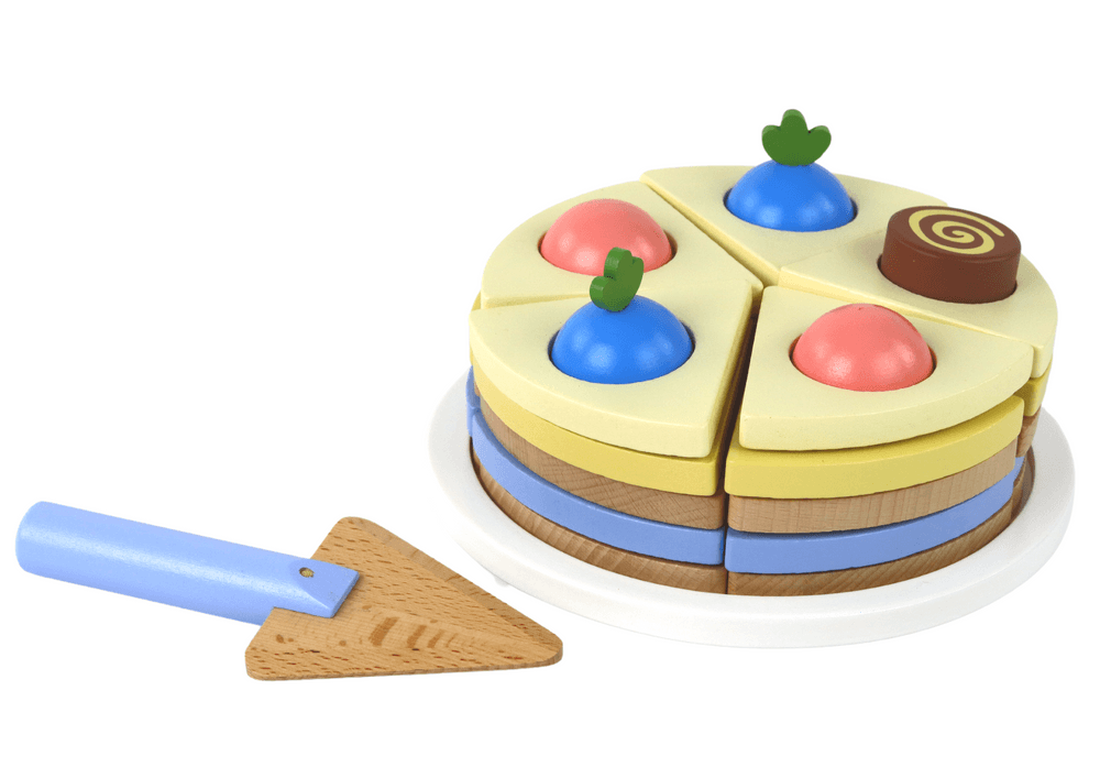 Lesena torta LEAN TOYS s 8 kosi in pladnjem 2