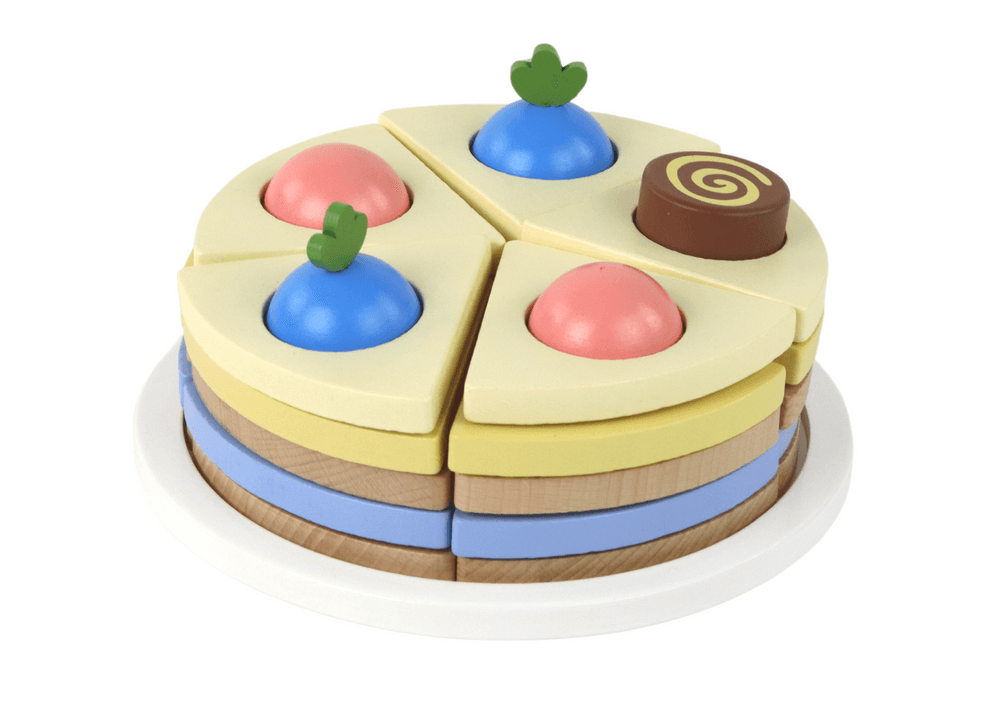 Lesena torta LEAN TOYS s 8 kosi in pladnjem 5