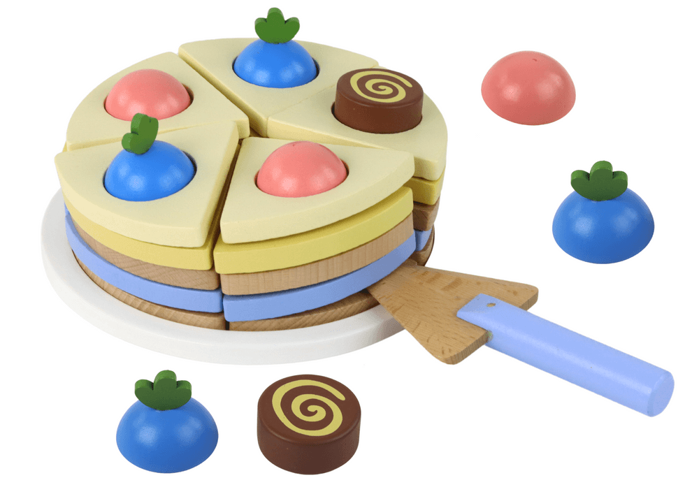 Lesena torta LEAN TOYS s 8 kosi in pladnjem