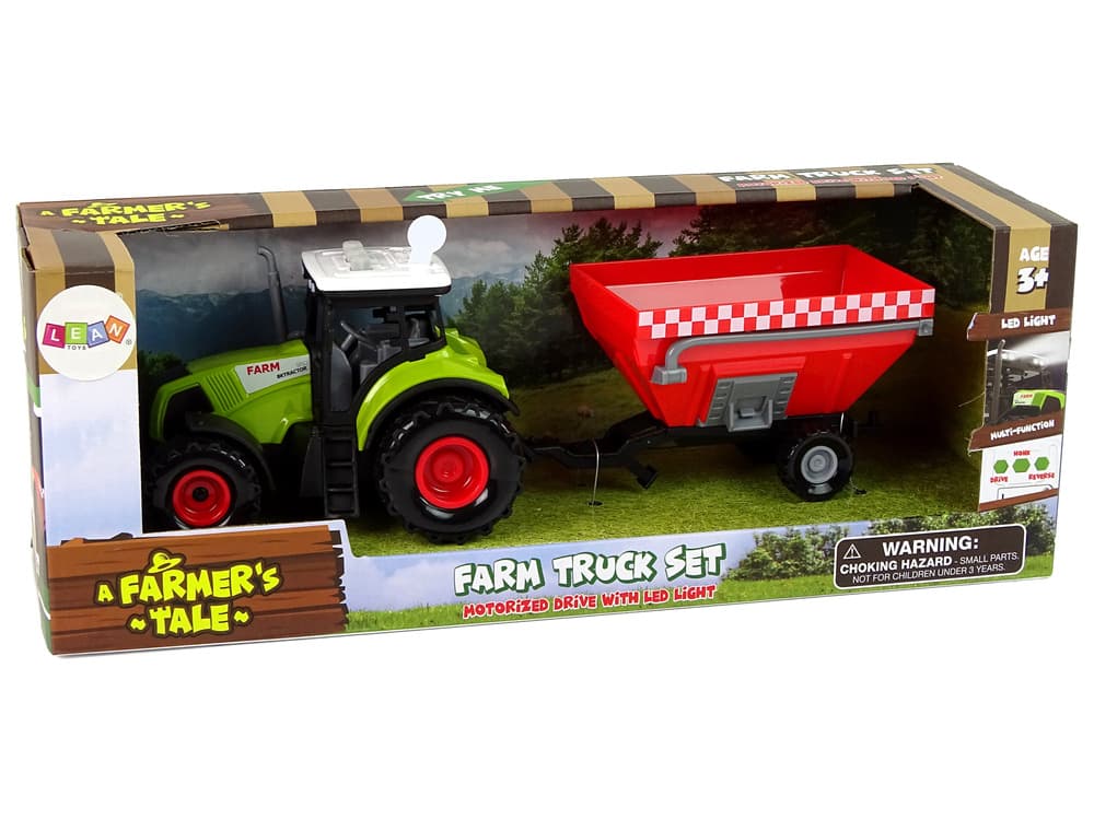 LEAN TOYS Traktor na prikolico za žito, zelen 3