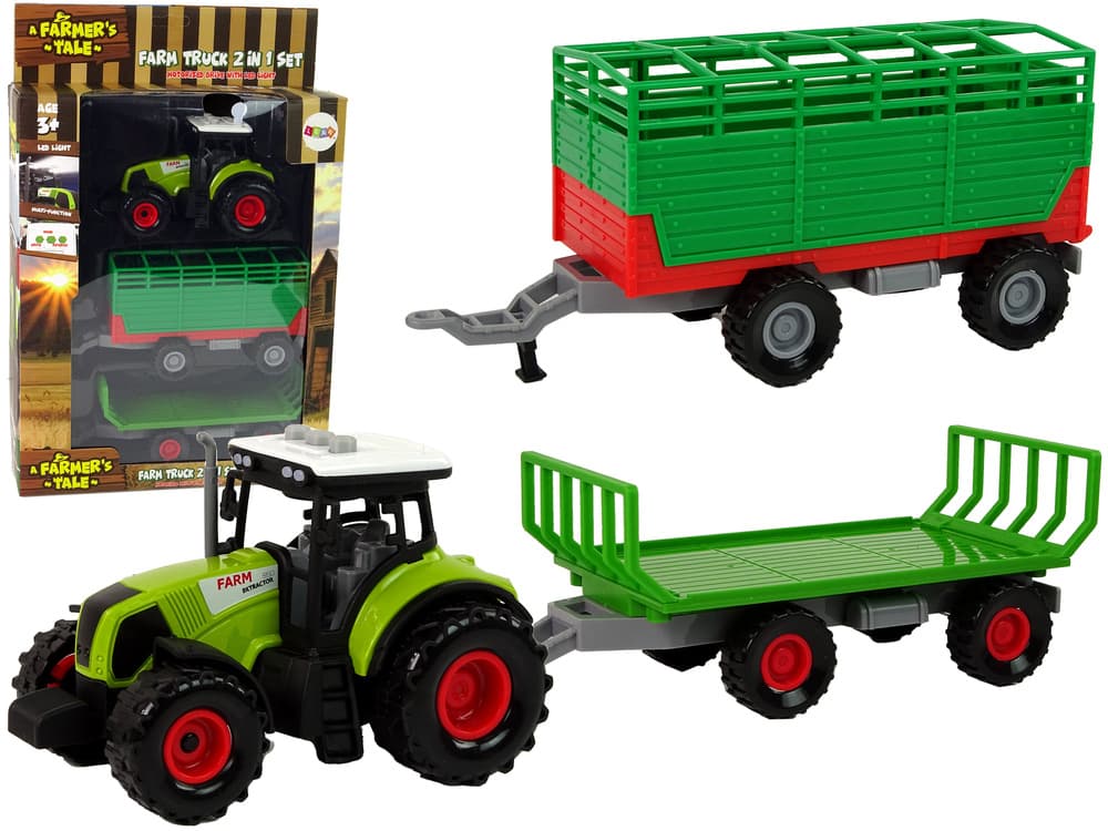 LEAN TOYS Traktor z dvema vrstama prikolic